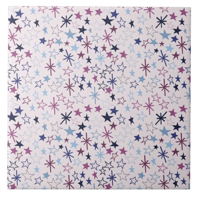 Azulejo Estrellas de edad espacial. Retro, era atómica (Frente)