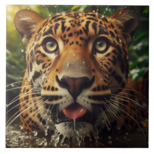 Azulejo Estrellas de leopardo mientras agita agua en la ju