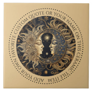 Azulejo Estrellas de luna de sol celestial Medianoche Ciel