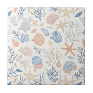 Azulejo Estrellas de Mar Conchas de Mar Azul Crema de Melo