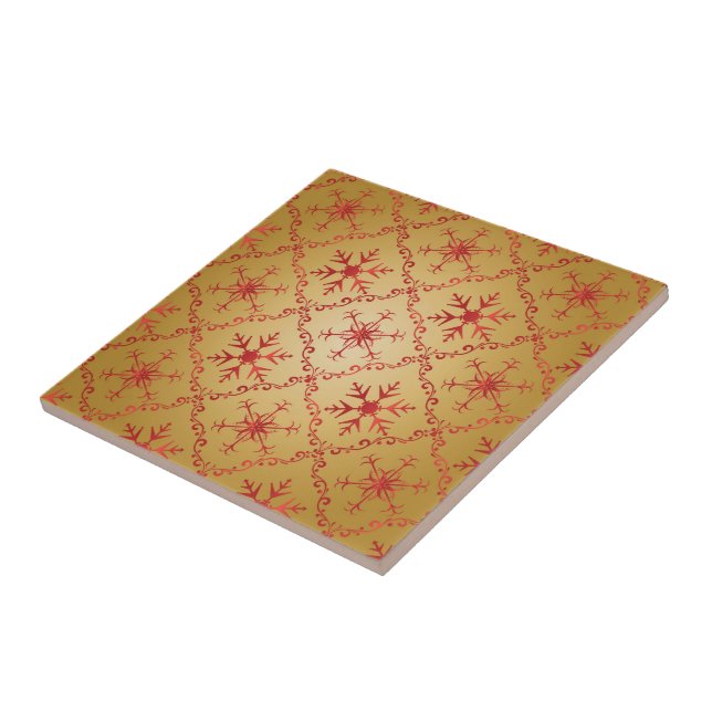 Azulejo Estrellas de Navidades rojos sobre oro (Lado)