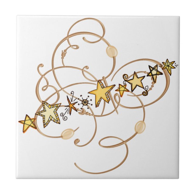 Azulejo Estrellas de oro de mosaico cerámico (Frente)