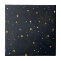 Estrellas De Oro En El Cielo Nocturno