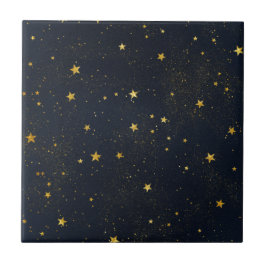 Azulejo Estrellas De Oro En El Cielo Nocturno
