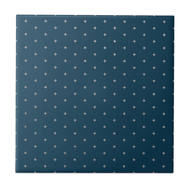 Azulejo Estrellas de plata de noche estrellada azul (Frente)
