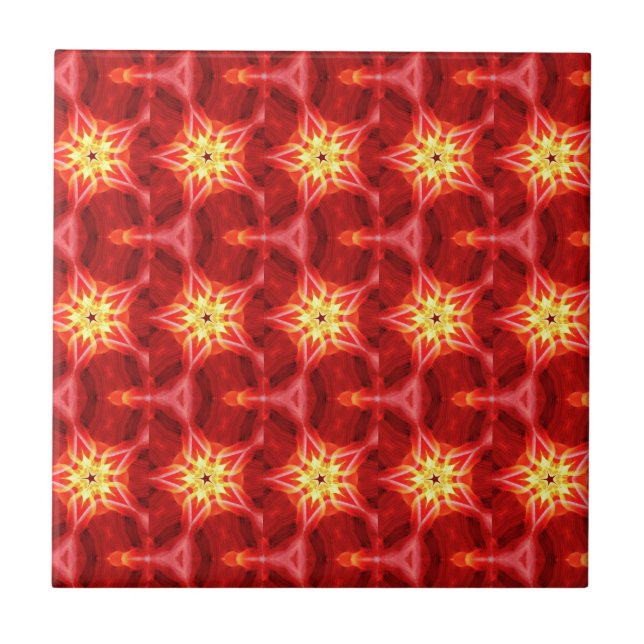 Azulejo estrellas doradas en mosaico rojo (Frente)