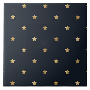 Azulejo Estrellas doradas en negro de medianoche