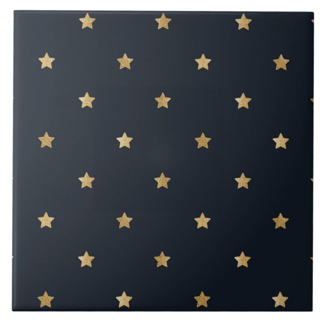 Azulejo Estrellas doradas en negro de medianoche (Frente)