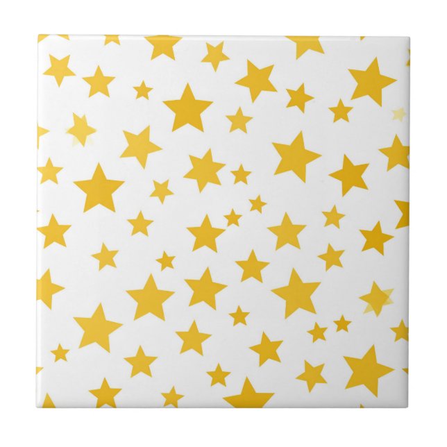 Azulejo estrellas doradas sobre fondo blanco (Frente)