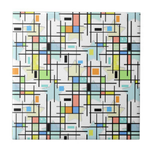 Azulejo Estrellas en un fondo a cuadros. 