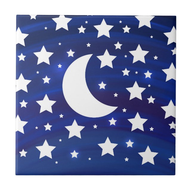 Azulejo Estrellas, luna, cielo nocturno  (Frente)