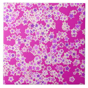 Azulejo Estrellas, matices de lílac contra magenta