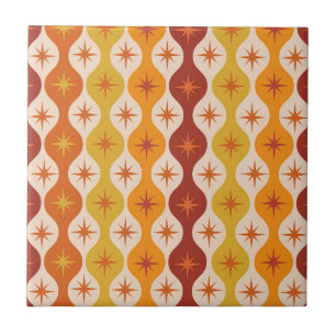 Azulejo Estrellas modernas de naranja de mediados de siglo