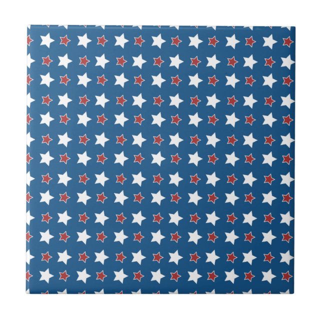 Azulejo Estrellas patrióticas rojas blancas y azules (Frente)