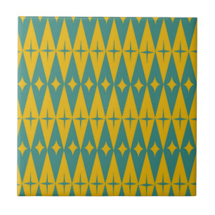 Azulejo Estrellas Retro de la Mitad de Siglo en Diamantes 