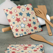 Estrellas Rojas y Azules, 4 de Julio, Fondo Beige