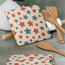 Estrellas Rojas y Azules, 4 de Julio, Fondo Beige
