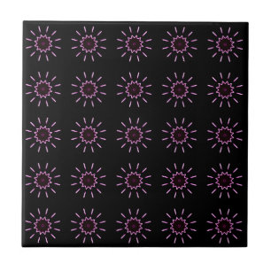 Azulejo estrellas rosas en mosaico negro