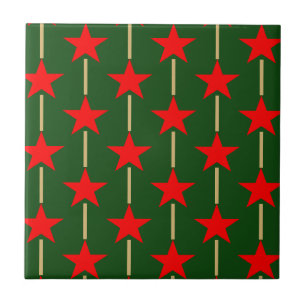 Azulejo Estrellas verdes y rojas