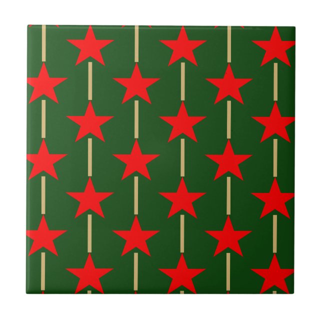 Azulejo Estrellas verdes y rojas (Frente)