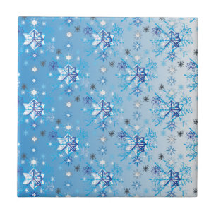 Azulejo Estrellas y copos de nieve en blanco y azul intrin