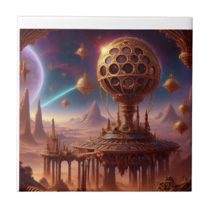 Azulejo Estructura Esférica Inusual En Un Planeta Desolado