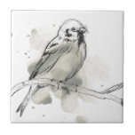 Azulejo Estudio de aves gestural<br><div class="desc">Esta impresión muestra un bosquejo de un pájaro en relieve | Por Junio Erica Vess</div>