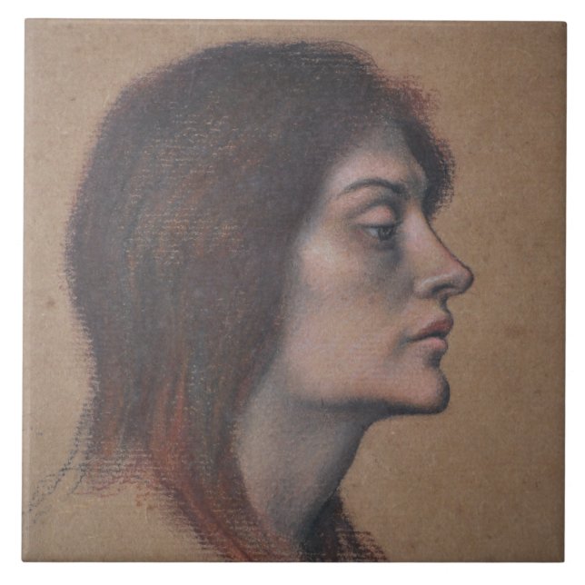 Azulejo Estudio de una cabeza femenina (por Evelyn De Morg (Frente)