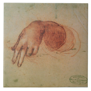 Azulejo Estudio de una mano (tiza roja en el papel)