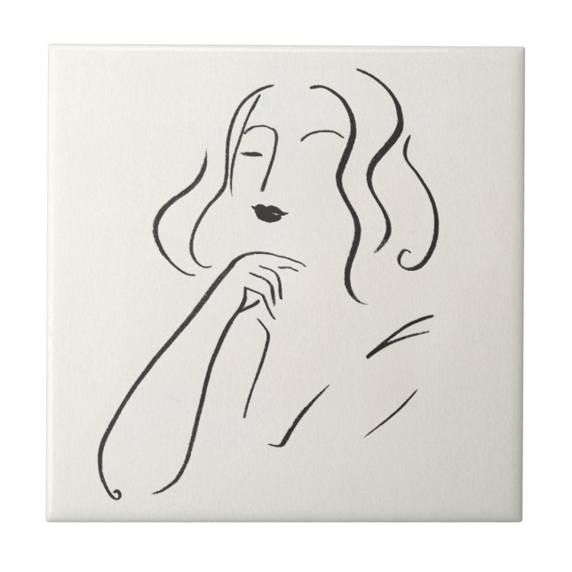 Azulejo Estudio simple - Esbozo de una mujer (Frente)