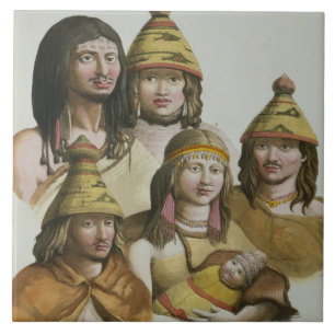 Azulejo Estudios de los nativos americanos (litho del