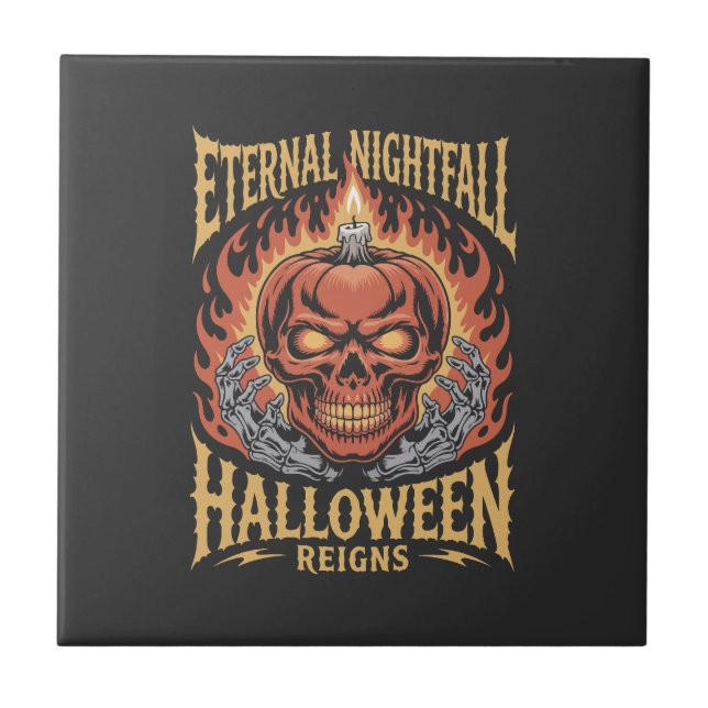 Azulejo Eternal Nightfall Halloween Skull Pumpkin (Frente)