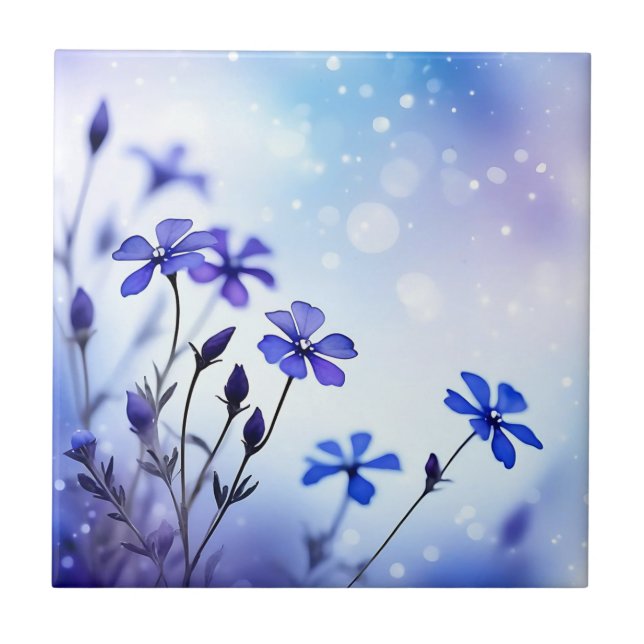 Azulejo Ethereal Periwinkle Floral Watercolor (Frente)