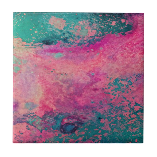 Azulejo “Ethereal Vellum” – Pink Teal Blue Abstract    (Frente)