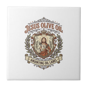 Azulejo Etiqueta de aceite de oliva Jesús Aceite de unción