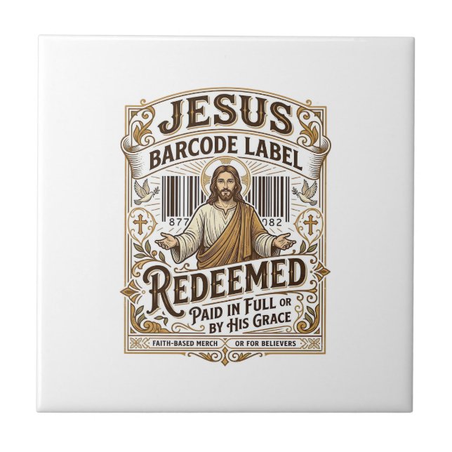 Azulejo Etiqueta de código de barras de Jesús Redimido Jes (Frente)
