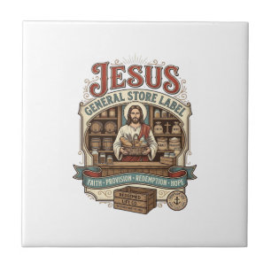 Azulejo Etiqueta de la tienda general de Jesús Tienda gene