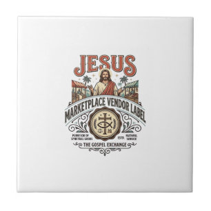 Azulejo Etiqueta de vendedor del mercado de Jesús Mercado 