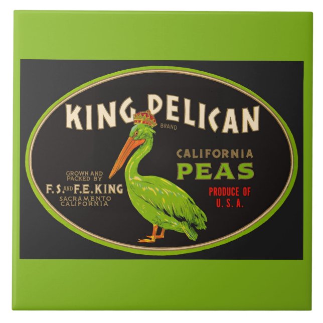 Azulejo Etiqueta del cráneo de arvejas de King Pelican Cal (Frente)