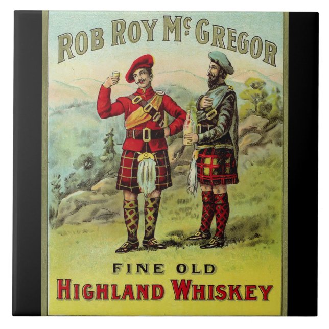 Azulejo Etiqueta Whiskey de Escocia de HIghland (Frente)