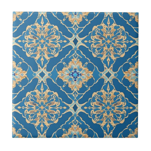 Azulejo Étnica marroquí de Art Nouveau azul (Frente)