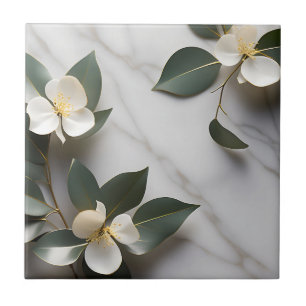 Azulejo Eucalipto moderno en mármol con oro