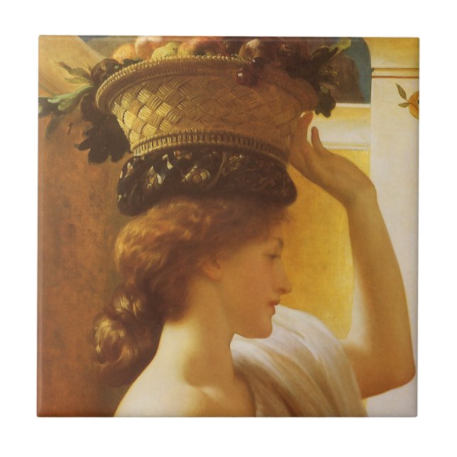 Azulejo Eucharis - Muchacha con una cesta de frutas de Lei (Frente)
