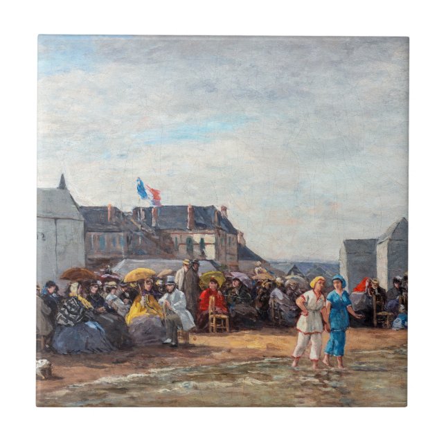 Azulejo Eugene Boudin - Bañándose en Trouville (Frente)