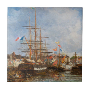 Azulejo Eugene Boudin - Festival en el puerto de Honfleur