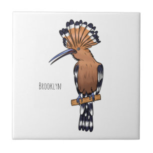 Azulejo Eurasian hoopoe bird cartoon illustration