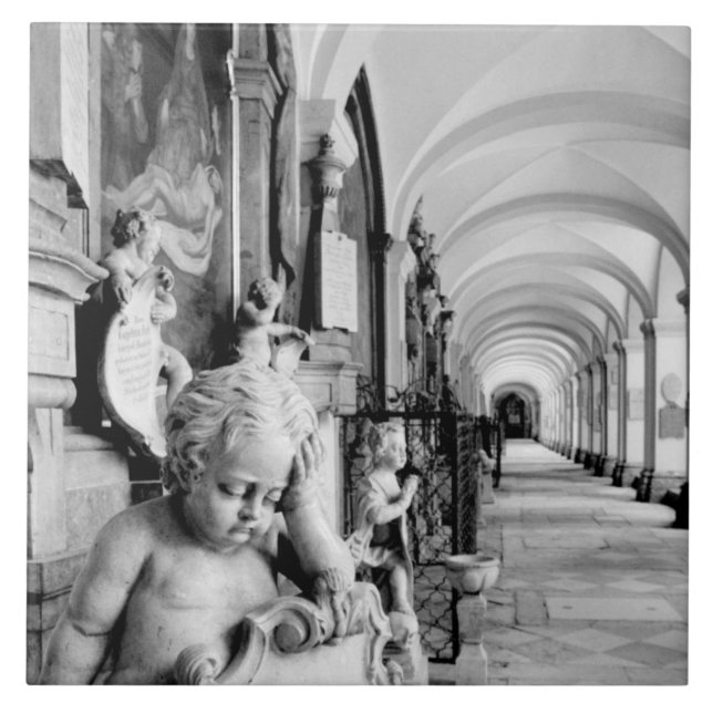 Azulejo Europa, Austria, Salzburgo. Cherub y monumento 2 (Frente)