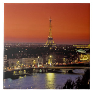 Azulejo Europa, Francia, París. Vista al atardecer de la T