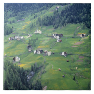 Azulejo Europa, Italia, Dolomitas. Este pequeño pueblo