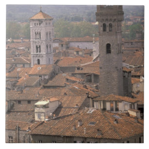 Azulejo Europa, Italia, Toscana, Lucca, Panorama de la ciu